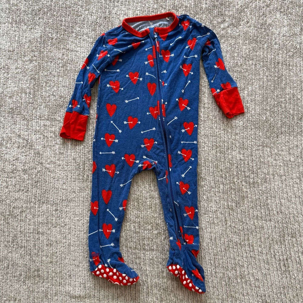 Little Bum‎ Bums Heart Arrow Bamboo Zip Footie 6-9M